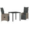 Ensemble de salle à manger pour jardin 3 pcs Gris polyrotin 564543564543