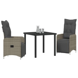 Ensemble de salle à manger pour jardin 3 pcs Gris polyrotin 564543564543