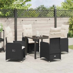 Ensemble de salle à manger pour jardin 5 pcs Noir polyrotin 564544564544