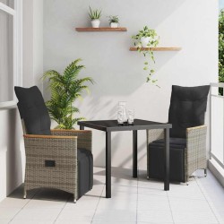 Ensemble de salle à manger pour jardin 3 pcs Gris polyrotin 564545564545