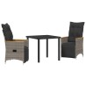 Ensemble de salle à manger pour jardin 3 pcs Gris polyrotin 564545564545