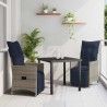 Ensemble table et chaises avec coussin 3 pcs Gris Rotin PE 564546564546