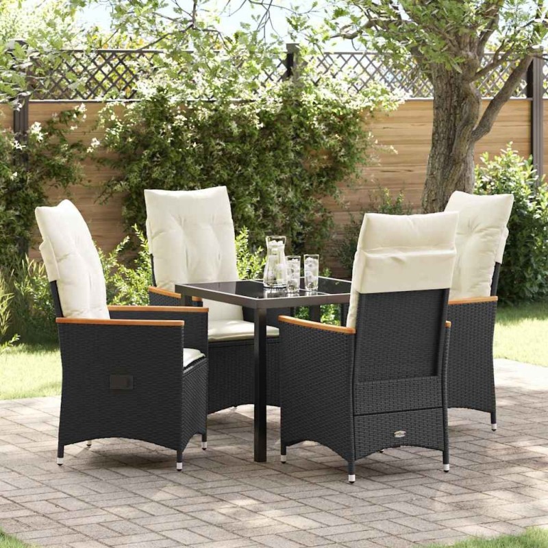 Ensemble de salle à manger pour jardin 5 pcs Noir polyrotin 564547564547