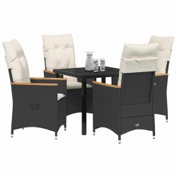 Ensemble de salle à manger pour jardin 5 pcs Noir polyrotin 564547564547