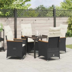 Ensemble de salle à manger pour jardin 5 pcs Noir polyrotin 564547564547