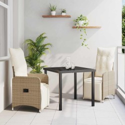 Ensemble de salle à manger pour jardin 3 pcs Beige polyrotin 564548564548