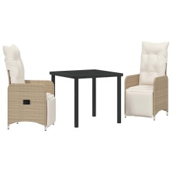 Ensemble de salle à manger pour jardin 3 pcs Beige polyrotin 564548564548