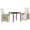 Ensemble de salle à manger pour jardin 3 pcs Beige polyrotin 564548564548