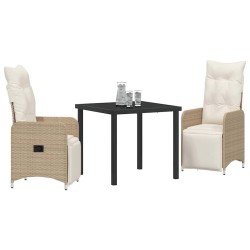 Ensemble de salle à manger pour jardin 3 pcs Beige polyrotin 564548564548