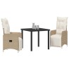 Ensemble de salle à manger pour jardin 3 pcs Beige polyrotin 564548564548