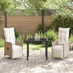 Ensemble de salle à manger pour jardin 3 pcs Beige polyrotin 564548564548
