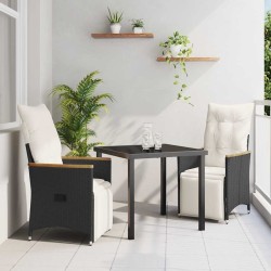 Ensemble de salle à manger pour jardin 3 pcs Noir polyrotin 564549564549