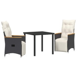 Ensemble de salle à manger pour jardin 3 pcs Noir polyrotin 564549564549