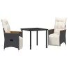 Ensemble de salle à manger pour jardin 3 pcs Noir polyrotin 564549564549