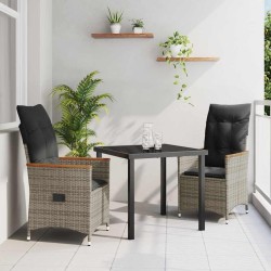 Ensemble de salle à manger pour jardin 3 pcs Gris polyrotin 564550564550