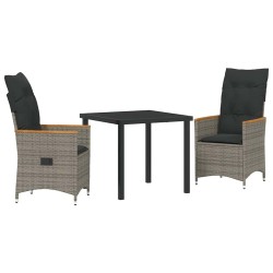 Ensemble de salle à manger pour jardin 3 pcs Gris polyrotin 564550564550
