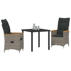 Ensemble de salle à manger pour jardin 3 pcs Gris polyrotin 564550564550