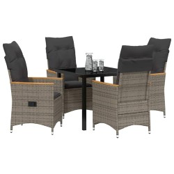 Ensemble de salle à manger pour jardin 5 pcs Gris polyrotin 564551564551