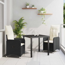 Ensemble de salle à manger pour jardin 3 pcs Noir polyrotin 564552564552