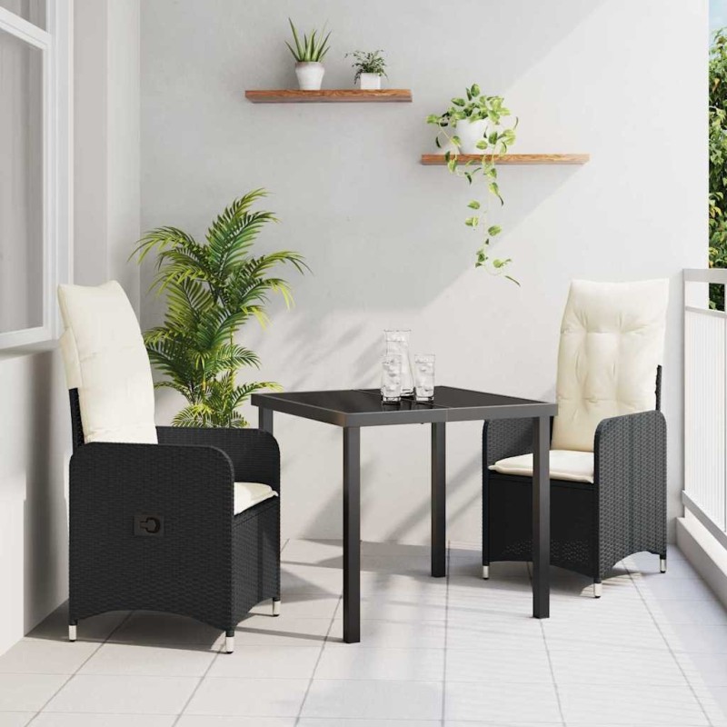 Ensemble de salle à manger pour jardin 3 pcs Noir polyrotin 564552564552