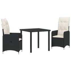 Ensemble de salle à manger pour jardin 3 pcs Noir polyrotin 564552564552