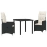 Ensemble de salle à manger pour jardin 3 pcs Noir polyrotin 564552564552