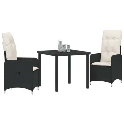 Ensemble de salle à manger pour jardin 3 pcs Noir polyrotin 564552564552