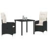 Ensemble de salle à manger pour jardin 3 pcs Noir polyrotin 564552564552