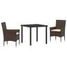 Ensemble de salle à manger pour jardin 3 pcs Marron polyrotin 564553564553