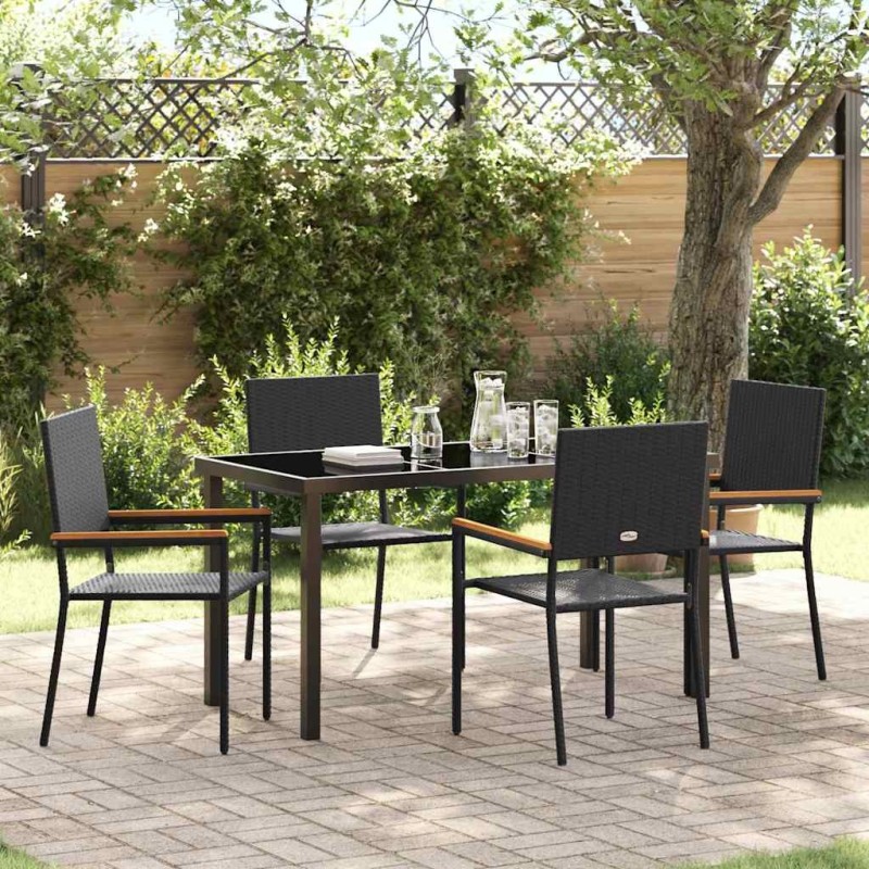 Ensemble de salle à manger pour jardin 5 pcs Noir polyrotin 564554564554