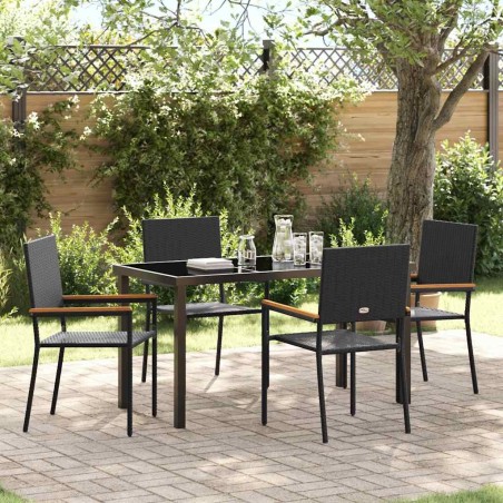 Ensemble de salle à manger pour jardin 5 pcs Noir polyrotin 564554564554
