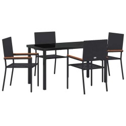 Ensemble de salle à manger pour jardin 5 pcs Noir polyrotin 564554564554