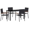 Ensemble de salle à manger pour jardin 5 pcs Noir polyrotin 564554564554