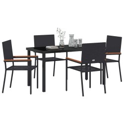 Ensemble de salle à manger pour jardin 5 pcs Noir polyrotin 564554564554