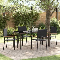 Ensemble de salle à manger pour jardin 5 pcs Noir polyrotin 564555564555