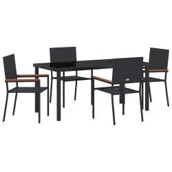 Ensemble de salle à manger pour jardin 5 pcs Noir polyrotin 564555564555