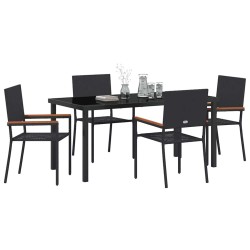 Ensemble de salle à manger pour jardin 5 pcs Noir polyrotin 564555564555