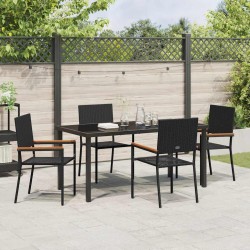 Ensemble de salle à manger pour jardin 5 pcs Noir polyrotin 564555564555