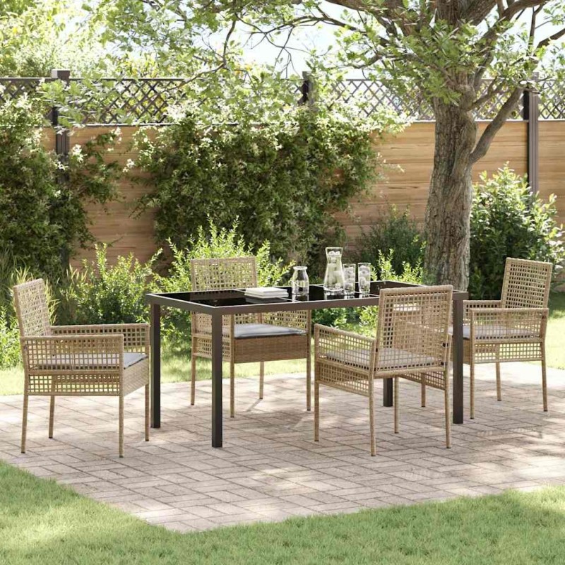 Ensemble de salle à manger pour jardin 5 pcs Beige polyrotin 564557564557