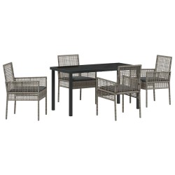 Ensemble de salle à manger pour jardin 5 pcs Gris polyrotin 564558564558
