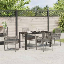 Ensemble de salle à manger pour jardin 5 pcs Gris polyrotin 564558564558