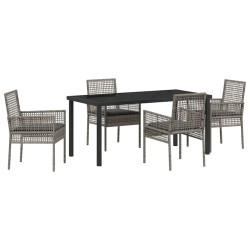 Ensemble de salle à manger pour jardin 5 pcs Gris polyrotin 564559564559