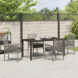 Ensemble de salle à manger pour jardin 5 pcs Gris polyrotin 564559564559