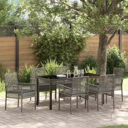 Ensemble de salle à manger pour jardin 7 pcs Gris polyrotin 564560564560