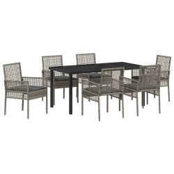 Ensemble de salle à manger pour jardin 7 pcs Gris polyrotin 564560564560