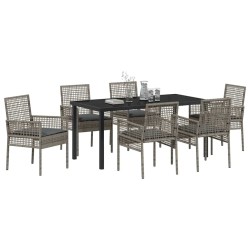 Ensemble de salle à manger pour jardin 7 pcs Gris polyrotin 564560564560