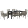 Ensemble de salle à manger pour jardin 7 pcs Gris polyrotin 564560564560