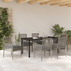Ensemble de salle à manger pour jardin 7 pcs Gris polyrotin 564560564560