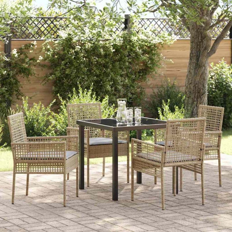 Ensemble de salle à manger pour jardin 5 pcs Beige polyrotin 564561564561