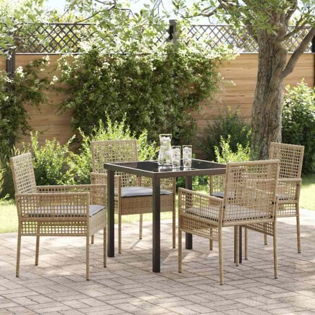 Ensemble de salle à manger pour jardin 5 pcs Beige polyrotin 564561564561